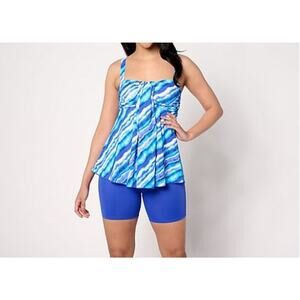 Kim Gravel Size 18 Electric Blue Fly Away Tankini & 5" Boy Shorts A629543 NWOT